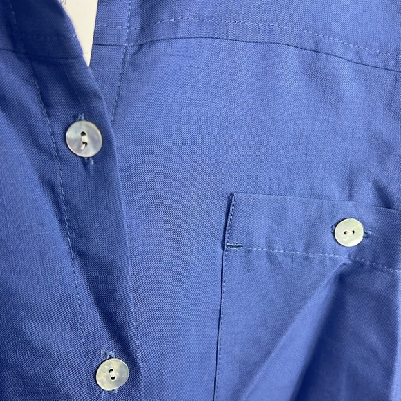 J Jill NWT oversized XL blue mother of pearl button down - Picture 3 of 10
